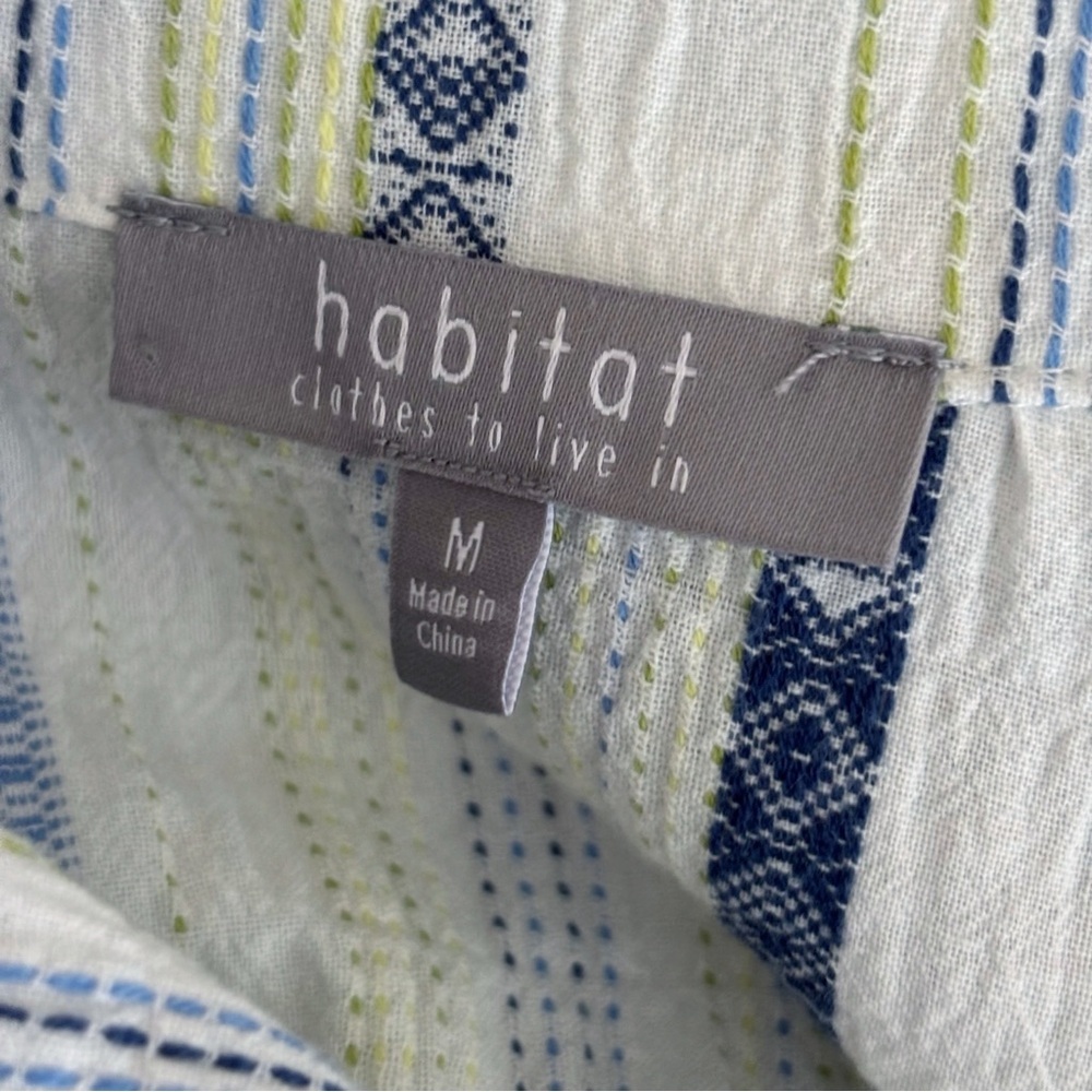 Habitat Coastal Textured Stripe Button Up Swing Tunic Top Medium - Picture 7 of 9